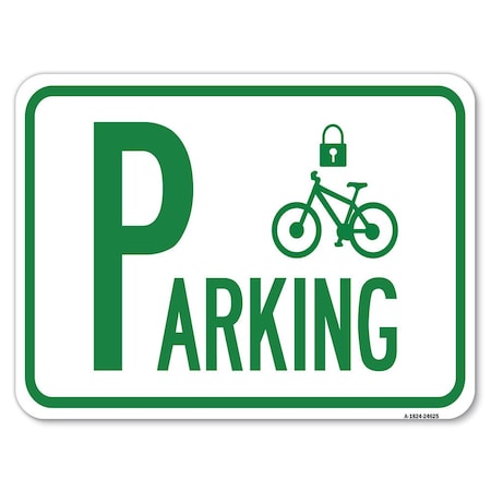 Signmission Parking With Cycle and LockHeavy-Gauge Aluminum Rust Proof Parking Sign, 18" x 24", A-1824-24625 A-1824-24625